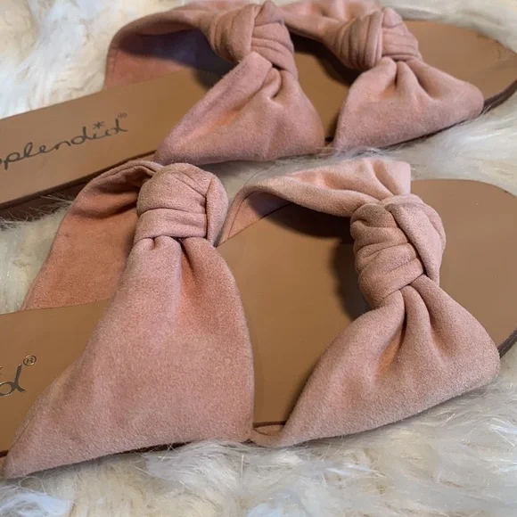 Splendid Barton Knotted Suede Slides in Dark Blush Size 7.5 - Picture 6 of 11